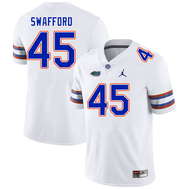 Men #45 Layne Swafford Florida Gators College Football Jerseys Stitched Sale-White - Click Image to Close
